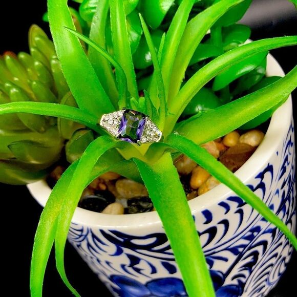 Purple Stone Silver Ring - Picture 3 of 3